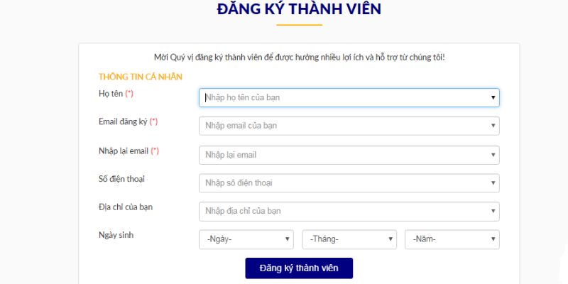 Quy trình đăng ký tại VIPWIN đơn giản